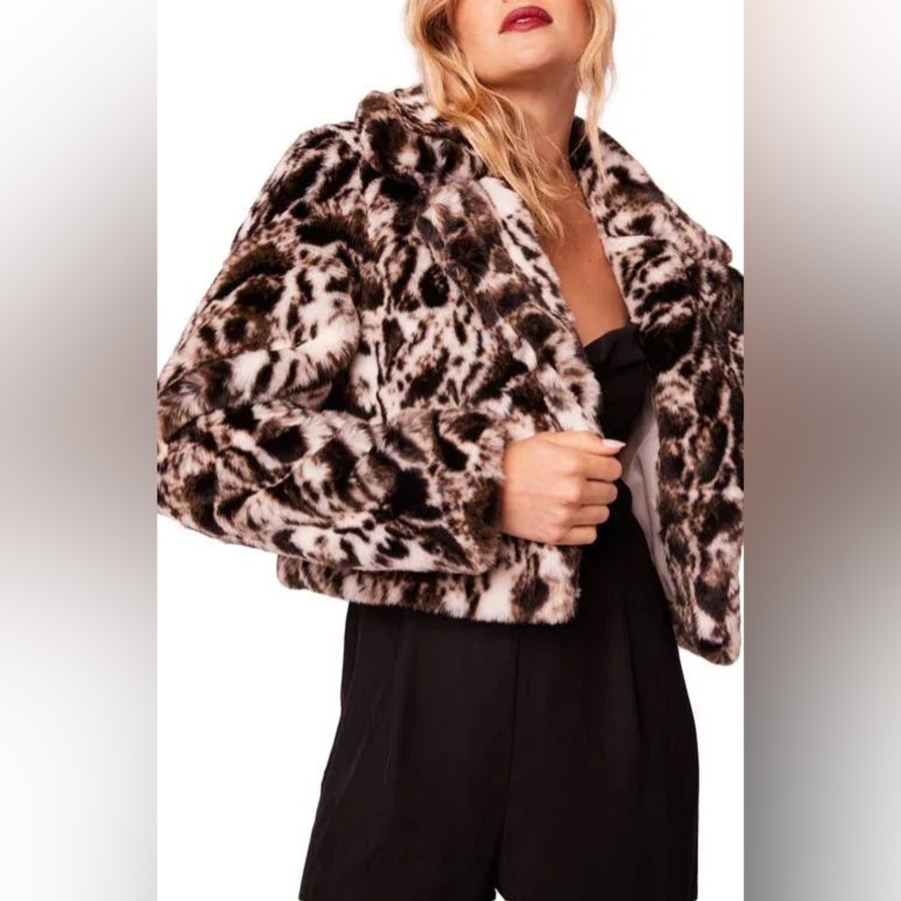 Band Of The Free Wildcat Animal Print Faux Fur Jacket Size S
